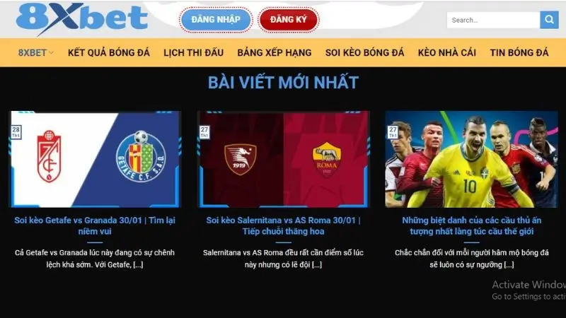 Thông tin về bảng xếp hạng bóng đá 8xbet